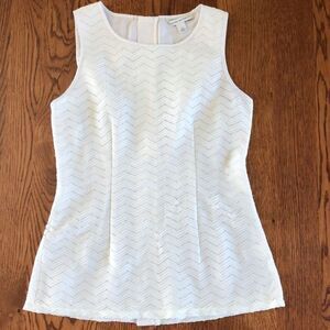 BANANA REPUBLIC 2 Cream Chevron Lace Textured Shell Tank Top Cottagecore Fairy